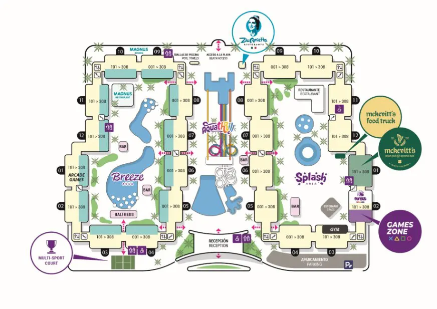 Mapa del hotel Mapa del hotel Fergus Club Mallorca Waterpark by Fergus